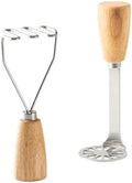 Small Potato Masher,Stainless Steel Tool Ergonomic Non‐Slip Wooden