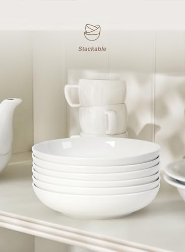 Quatish Pasta Bowls 30oz Set of 6, Salad Bowls Soup Bowl for Kitchen