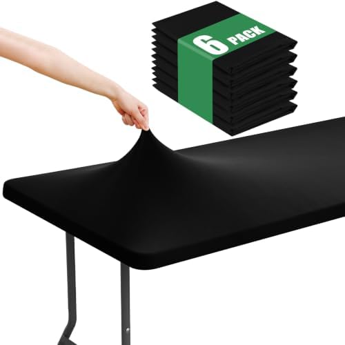Moosfor 6 Pack Rectangle Spandex Fitted Table Cloth, 6FT Elastic