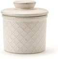 XELA Ceramic Butter Crock, French Butter Dish, Embossed, Speckled