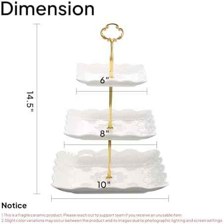 Sumerflos 3 Tier Porcelain Cupcake Stand, Tiered Serving Cake Stand