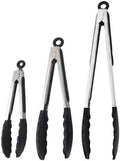 Kitchen Tongs with Silicone Tips, Stainless Steel Cooking Tongs Set of