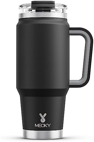 Meoky 32 oz Tumbler with Handle, Insulated Tumbler with Lid and Straw