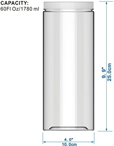 60oz (1780 ml,3 Pack) Clear Tall Plastic Storage Jar with Lid, Round