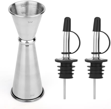 Double Cocktail Jigger for Bartending 2oz 1oz with 2 Pourers Spout