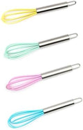 Mini Whisks 6 inch 4Pcs silica gel stainless steel Whisk, Hand Egg