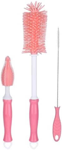 3 in 1 Silicone Bottle Brush Set, Baby Bottle Cleaning Kit with Nipple