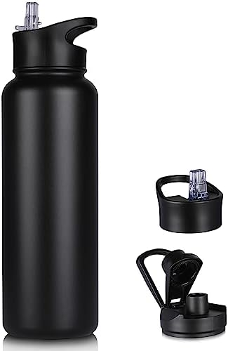 40 oz Insulated Water Bottle with Straw, Stainless Steel Sports Water