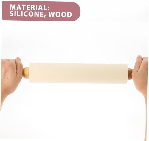 Silicone Rolling Pin Dough Roller Pin with Wood Handles Xmas