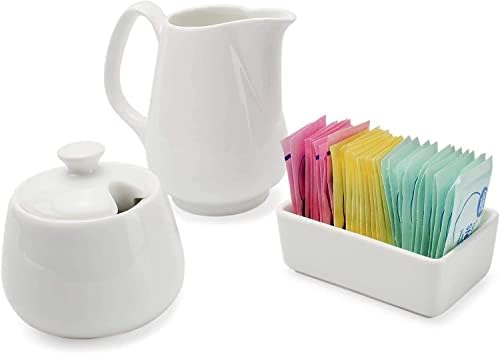 Darware Sugar and Creamer Set; 3-Piece Set w/Cream Pitcher, Sugar