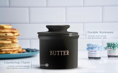 Kook French Butter Crock, Ceramic, with Lid, Farmhouse Collection