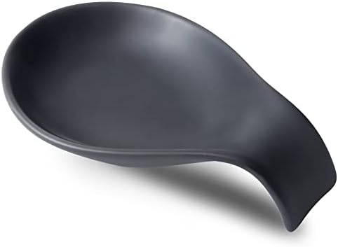 Nihow Ceramic Spoon Rest for Stove Top/Kitchen Counter,Black