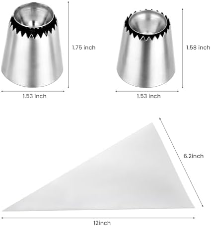 Kasmoire 2Pcs Sultan Piping Nozzle,Stainless Steel Sultan Ring Baking