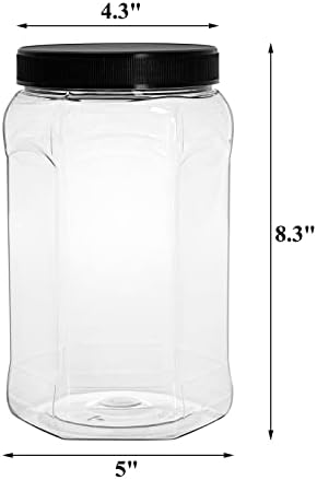 Okllen 4 Pack 70 FL Oz Half Gallon Plastic Jars with Lids, Empty