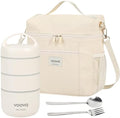 Voova Stackable Stainless Steel Lunch Box, 3-Tier (Beige)