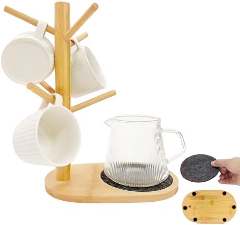 SNAIL GARDEN Mug Holder with Large Storage Base & Removable Felt Pad