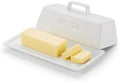 Kook Ceramic Butter Dish with Lid, Countertop, Dishes, Tray, White
