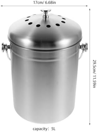 Stainless Steel 5L Compost Bin with Lid