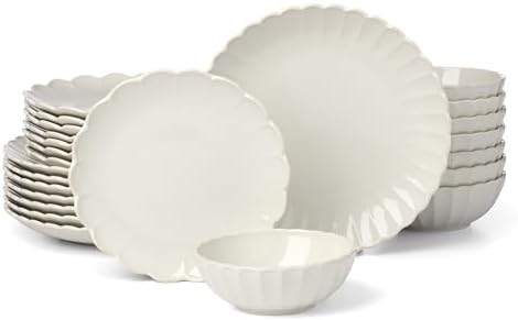 Lenox French Perle Scallop White Stoneware 24-Piece Dinnerware Set for 8