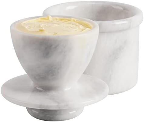 Radicaln Marble Butter Keeper 4.25'' Inches White Handmade French