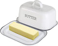 Enamel Butter Dish with Lid for Countertop, Vintage White Large Butter
