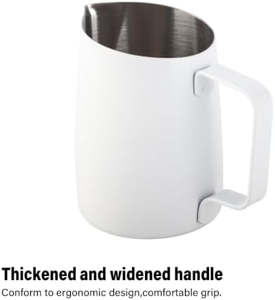 420ml White 304 Stainless Steel Milk Frothing Pitcher Ergonomic Handle