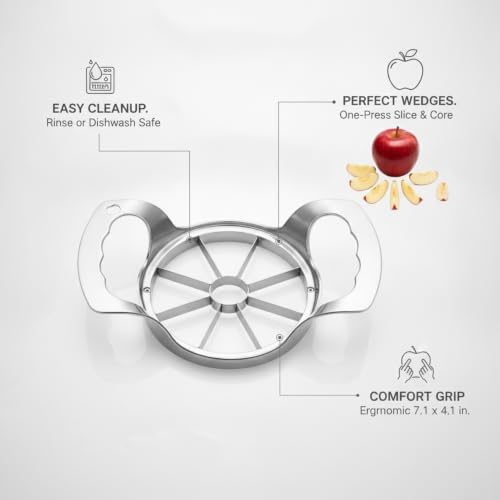 Stainless Steel Apple Slicer Corer, Manual Fruit Wedge Tool for