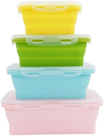 Collapsible Silicone Lunch Bento Box, Portable Food Storage Container
