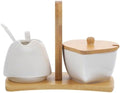 PRETYZOOM Ceramic Sugar Bowl and Cream Pitcher Set with Tray Spoon
