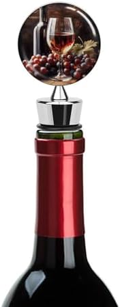 Art Red Wine Galsses & Grapes Wine Stoppers Leak Proof Beverage Bottle