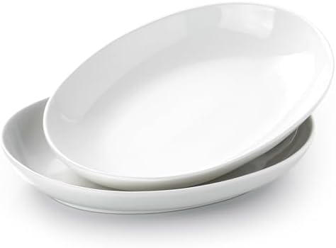 14 Inch Oval Serving Platters Set of 2, Large Wide Ceramic Serving