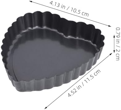 Luxshiny Carbon Steel, Tart Pan Nonstick Heart Shaped 6pcs Set