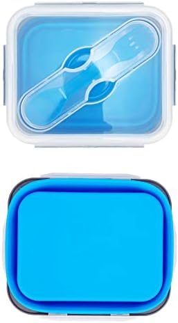 Small Silicone Collapsible Snacks Container with lid and 2 in 1 Spoon