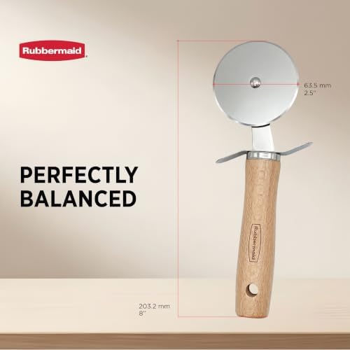 Rubbermaid Beechwood Pizza Cutter Wheel, Heavy Duty Sharp Pizza Slicer