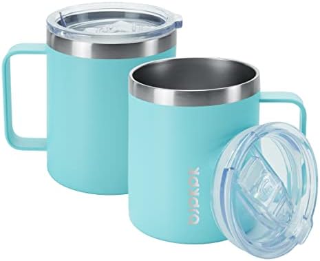 BJPKPK 2PCS Insulated Coffee Mug with Lid, 14oz Stainless Steel