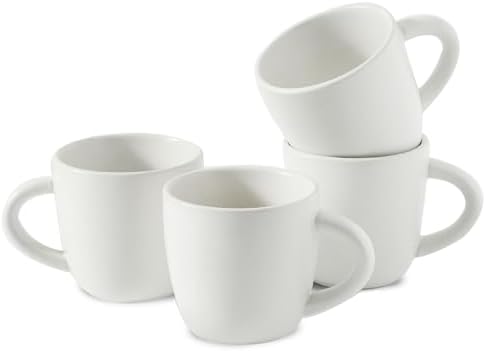 HASENSE Ceramic Espresso Cups Set, 4 Pack White Coffee Cups, Mini