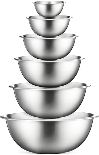 FineDine Stainless Steel Mixing Bowls Set, 6-Piece Metal Bowls