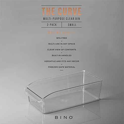 BINO | Plastic Storage Bins, Small | THE CURVE COLLECTION | Multi-Use Organizer Bins | Storage Containers Kitchen, Pantry and Home Organization | Fridge Organizers | Pantry Organization