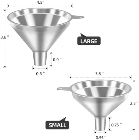 Serinar 3-Piece Stainless Steel Kitchen Funnel Set for Kitchen Bottle