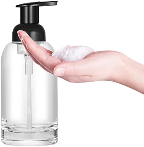 Thick Clear Glass Jar Soap Dispenser with Foaming Pump, 13 Ounce Clear