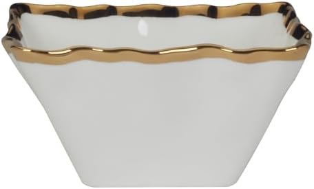 Regency Gold Set of 4 Square Porcelain Snack Bowls with Scalloped