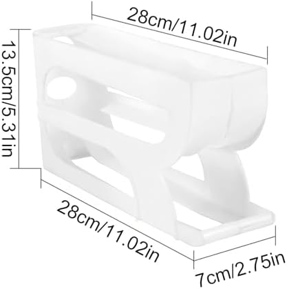 Egg Container for Refrigerator, Auto-Rolling 3-Tier Holder White