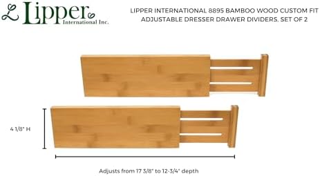 Lipper International 8895 Bamboo Wood Custom Fit Adjustable Dresser