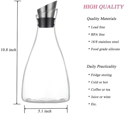 Purefold 50 Oz Borosilicate Glass carafe with Lid 1.5 Liter Glass