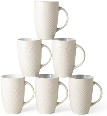 AmorArc 20 oz Large Coffee Mugs Set of 6, Tall Ceramic Coffee