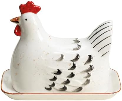 Colias Wing Retro Hen Ceramic Butter Dish with Lid Butter Keeper