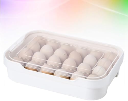 Plastic Egg Storage Box with Lid, Drawer Style Refrigerator Tray
