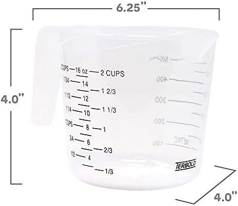 3pc Liquid Measuring Cups Set - 1 Cup, 2 Cup, 1 Quart | Clear Plastic