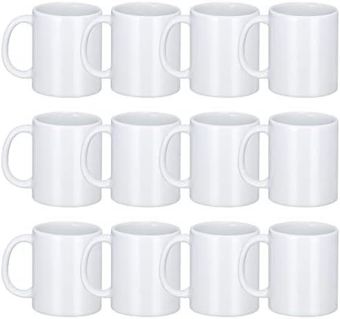 DANALLAN Sublimation Mugs, Premium Coffee Mugs Set of 12 White Ceramic
