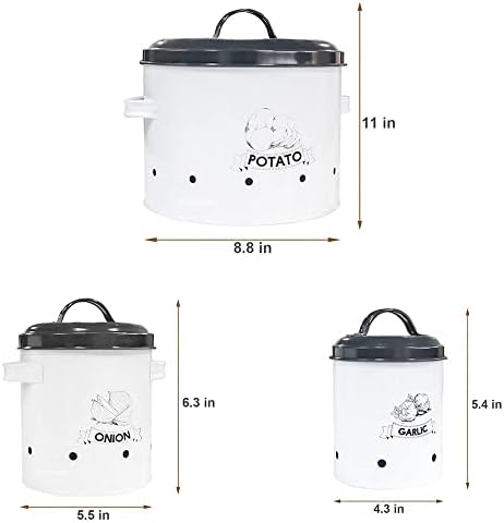SOTECH Potato Onion Garlic Storage Bin with Lid Set of 3 Kitchen